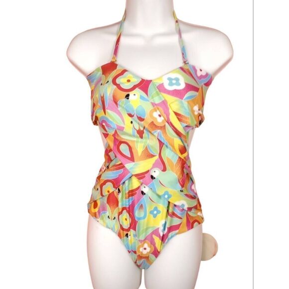 NWOT full piece bathing suit , multi colored size S - Picture 1 of 5